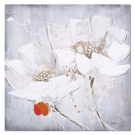 Ručne maľovaný obraz Biele Kvety PB345 StarDeco, 60x60 cm