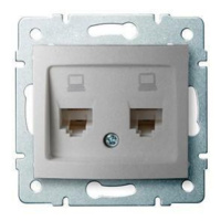 DOMO   Dvojitá dátová zásuvka , nezávislá (2xRJ45Cat 5e Jack) Strieborná