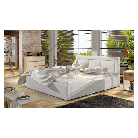 NABBI Branco 200 čalúnená manželská posteľ s roštom biela