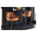 Estila Štýlová glamour barová stolička Rufus s medeným hnedým čalúnením a čiernou konštrukciou z