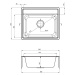 Deante Soul, nerezový drez na dosku 1-komorový B/O 600x500x180 3,5" + sifón, vzor dekor, ZYU_310
