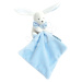 Plyšový zajačik na maznanie Bunny Flower Box Doudou et Compagnie modrý 10 cm v darčekovom balení