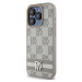 DKNY PU Leather Checkered Pattern and Stripe Zadný Kryt pre iPhone 15 Pro Max Beige