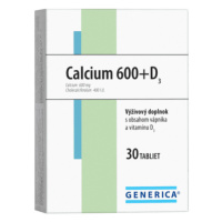 GENERICA Calcium 600 + vitamín D3 30 tabliet