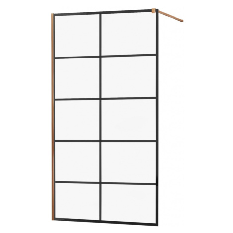 MEXEN/S - KIOTO Sprchová zástena WALK-IN 80x200 cm 8 mm, růžové zlato, čierny vzor 1 800-080-101