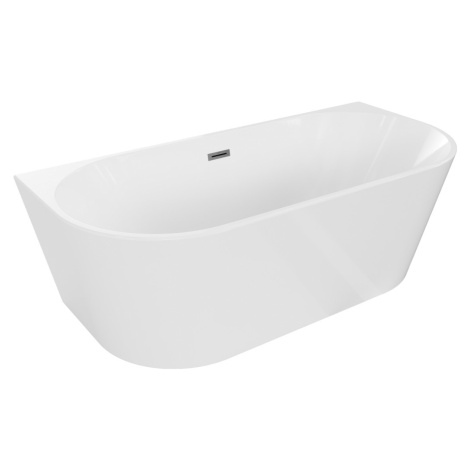 MEXEN/S - Oval vaňa voľne stojaca nástenná 180 x 80 cm, biela, sifón a prepad grafit metal 52671