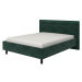 Manželská posteľ 160x200cm corey - tm. zelená/čierne nohy