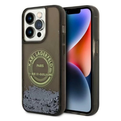 Kryt Karl Lagerfeld iPhone 14 Pro 6,1" black hardcase Liquid Glitter RSG (KLHCP14LLCRSGRK)