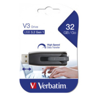 Verbatim USB flash disk, USB 3.0, 32GB, V3, Store N Go, černý, 49173, USB A, s výsuvným konektor