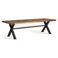 Estila Luxusný obdĺžnikový industriálny jedálenský stôl Inar s drevenou doskou v prírodnej hnede