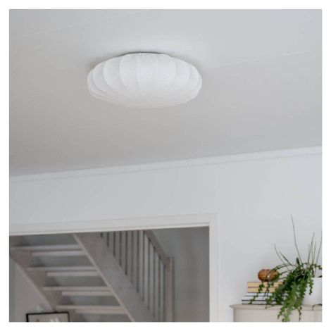 PR Home stropné svietidlo Plafond, ľanový textil, Ø 42 cm, biela