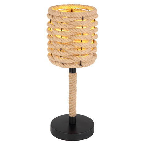 Globo Stolná lampa HALIA, E27, matne čierna/hnedá, pr. 16,5 x 45 cm