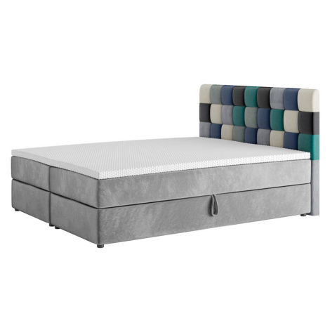 Expedo Čalúnená posteľ boxspring APPLE + topper, 160x200, itaka 14/modrá