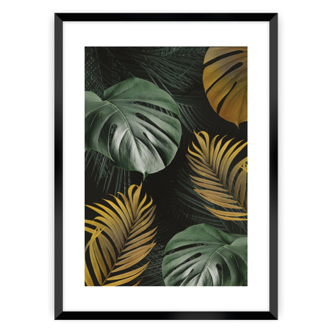 Dekoria Plakat Golden Leaves I, 70 x 100 cm, Ramka: Czarna