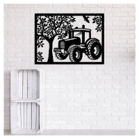 Drevený obraz na stenu - Traktor, Čierna
