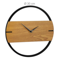 Moderné nástenné hodiny drevo a kov RD4281, čierne