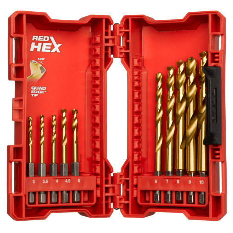 MILWAUKEE Sada vrtákov do kovu RED HEX SHOCKWAVE HSS-G TiN O 10 ks