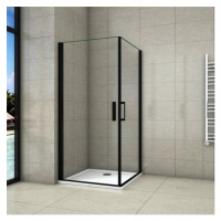 H K - Sprchovací kút BLACK SAFIR A2 100cm s dvoma jednokrídlovými dverami vrátane sprchovej vani