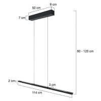 Závesné svietidlo LED Bande, hore/dole, čierne, 120 cm, CCT, stmievač