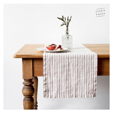 Ľanový behúň na stôl 40x200 cm Natural White Stripes – Linen Tales