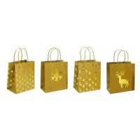 Sada vianočných darčekových tašiek 4 ks, zlatá, 24 x 31 x 12 cm