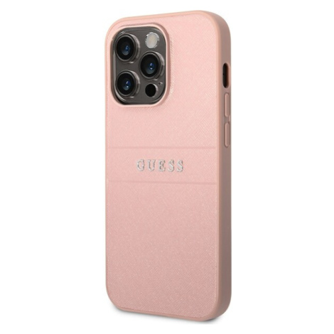 Guess PU Leather Saffiano kryt iPhone 14 Pro ružový