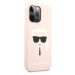 Silikónové puzdro Karl Lagerfeld na Apple iPhone 13 Pro KLHCP13LSLKHPI Liquid Karl Head ružové