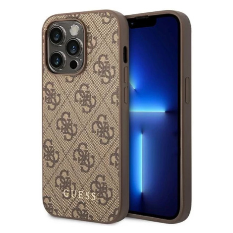 Kryt Guess GUHCP14XG4GFBR iPhone 14 Pro Max 6,7" brown hard case 4G Metal Gold Logo (GUHCP14XG4G