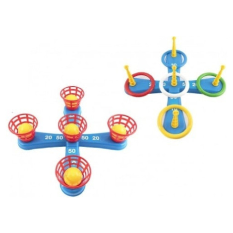 Hádzacia hra plast kríž s kruhmi + košíčky s loptičkami Teddies
