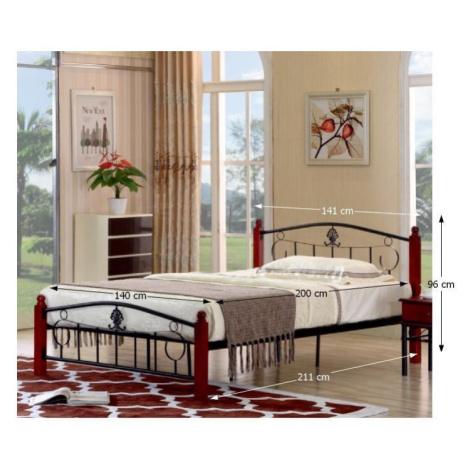 Kovová posteľ s roštom, 140x200, magenta