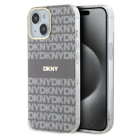 DKNY PC/TPU Repeat Pattern Tonal Stripe Magsafe Zadný Kryt pre iPhone 15 Beige