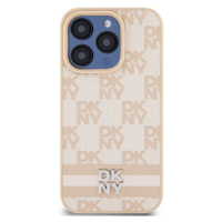 DKNY PU Leather Checkered Pattern and Stripe Apple iPhone 14 Pro Max DKHCP14XPCPTSSP Pink