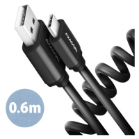 AXAGON TWISTER kábel USB-C - USB-A 0,6m čierny