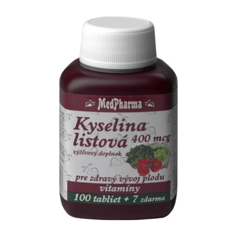 MEDPHARMA Kyselina listová 400 mcg 100 + 7 tabliet ZADARMO