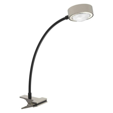 Stolná lampa LIGHTME Powerlens Flex, svorka, titánová farba