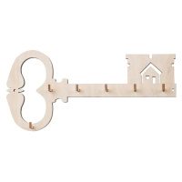 Drevený vešiak na kľúče - kľúč s domčekom
