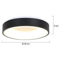 LED stropné svietidlo Ringlede 2 700 K Ø 48 cm čierne