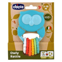 CHICCO Hryzačka s hrkálkou so senzorickými krúžkami Eco+ Sova Owly 3m+