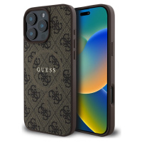 Guess Leather 4G Colored Ring Kryt s MagSafe pre iPhone 16 Pro Max, Hnedý