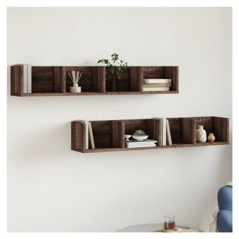 vidaXL Nástenné skrinky 2 ks hnedý dub 99x18x16,5 cm kompozitné drevo