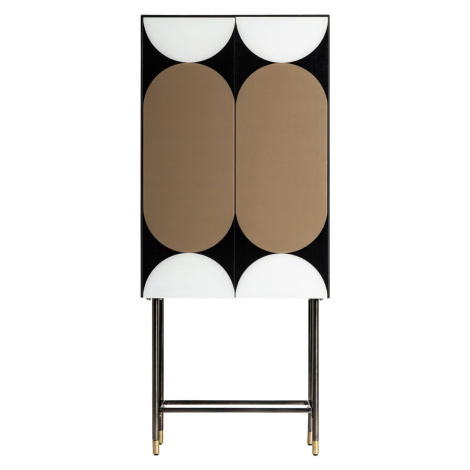 Estila Luxusná art-deco barová skrinka Hannes z kovu a dreva s dizajnovým trojfarebným vzorom 16