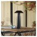 Lindby LED dobíjacia vonkajšia stolová lampa Gomba, čierna, stmievateľná