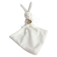 Plyšový zajačik na maznanie Bunny Flower Box Doudou et Compagnie biely 10 cm v darčekovom balení