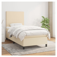 vidaXL Posteľný rám boxspring s matracom krémový 90x190 cm látka