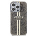 Guess IML 4G Gold Stripe Zadný Kryt pre iPhone 15 Pro Brown