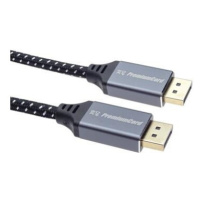 PremiumCord DisplayPort 1.4 prípojný kábel, kovové a pozlátené konektory, 1m