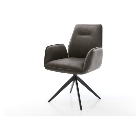 DELIFE Otočná jedálenská stolička Zoa-Flex mikrovlákno antracit vintage krížová podstava široká 