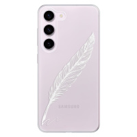 Odolné silikónové puzdro iSaprio - Writing By Feather - white - Samsung Galaxy S23 5G