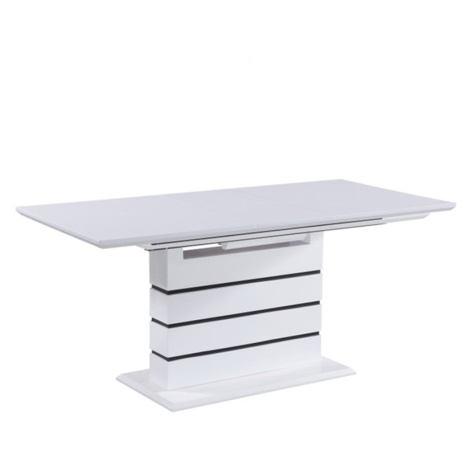 Jedálenský rozkladací stôl, biela s vysokým leskom HG, 140-180x90 cm, MEDAN Tempo Kondela