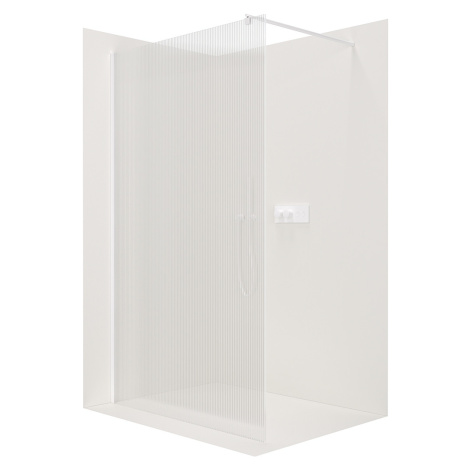 CERANO - Sprchová zástena Walk-in Onyx Ľ/P - guľatá vzpera - biela matná, ryhované sklo - 110x20